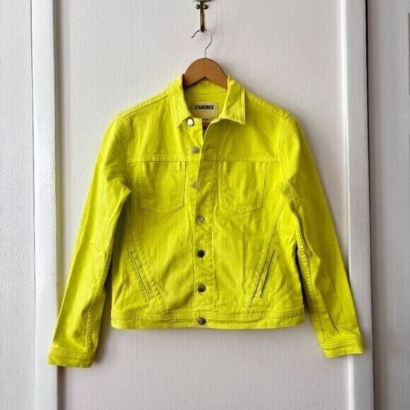 L'agence Celine Denim Jacket in Citron - Picture 4 of 9